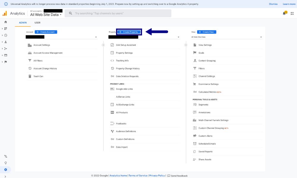 Setting Up a Property in Google Analytics